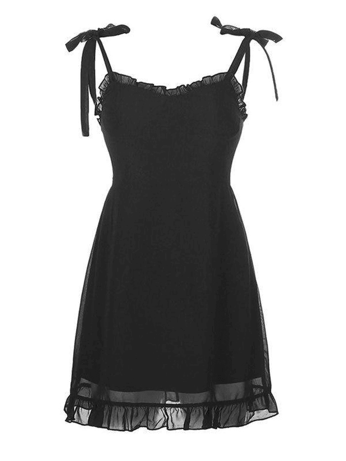 Frill Trim Tie Strap Mini Dress AnotherChill