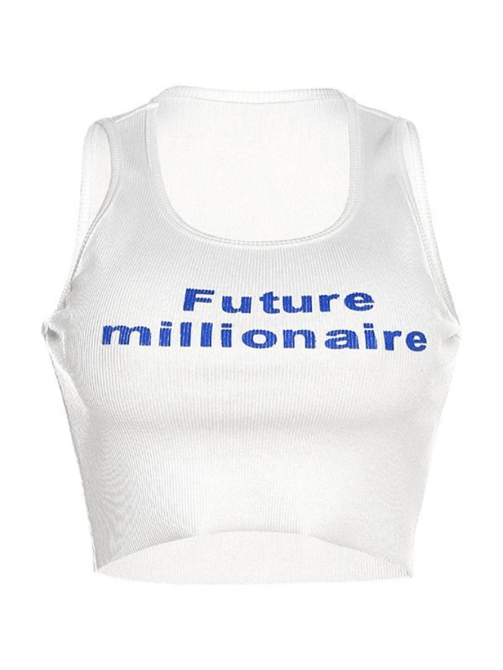 Future Millionaire Ribbed Cropped Tank Top - AnotherChill