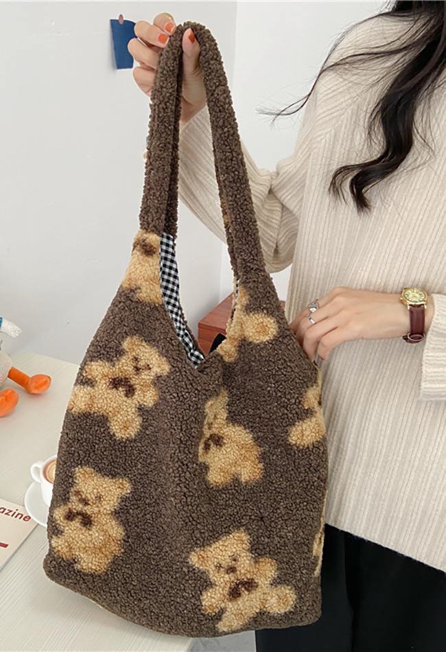 Fuzzy Teddy Bear Reversible Shoulder Bag - AnotherChill