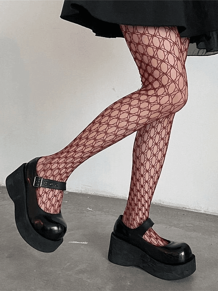 Geometric Pattern Fishnet Tights - AnotherChill