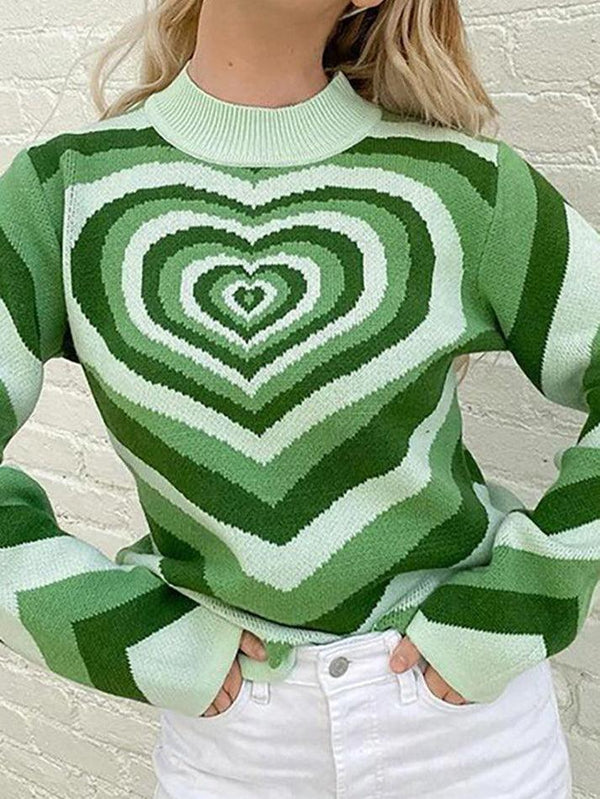 Heart Jacquard Argyle Jumper Sweater - AnotherChill