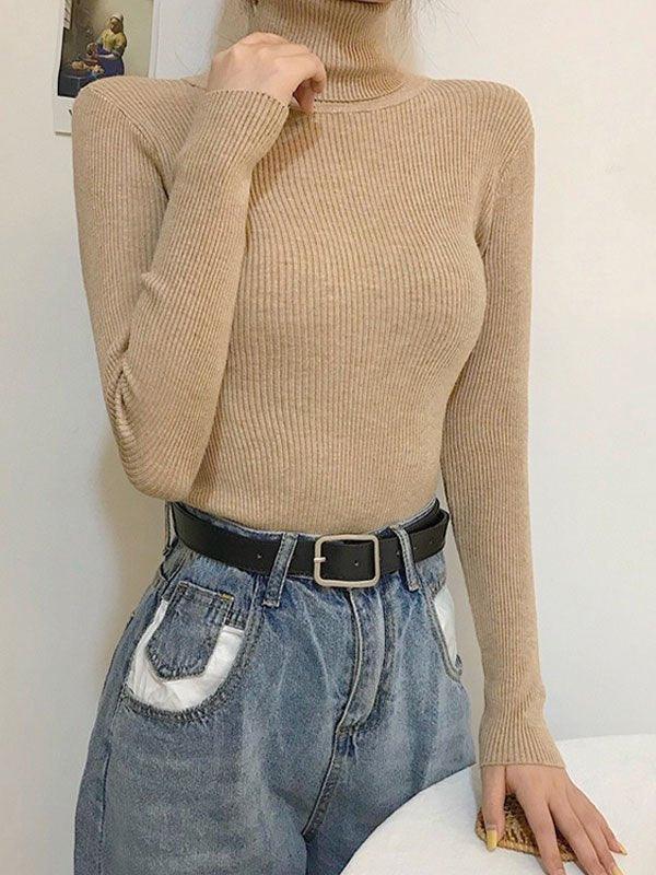 High Neck Jumper Knit Top - AnotherChill