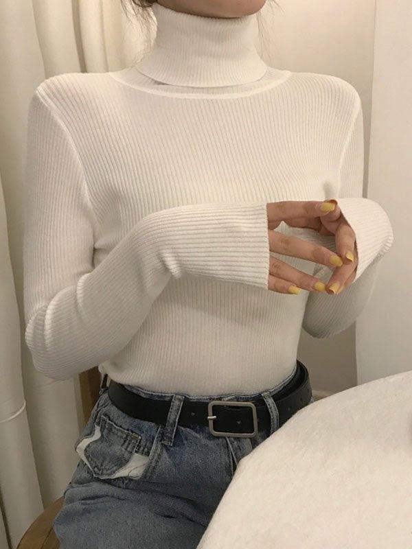 High Neck Jumper Knit Top - AnotherChill