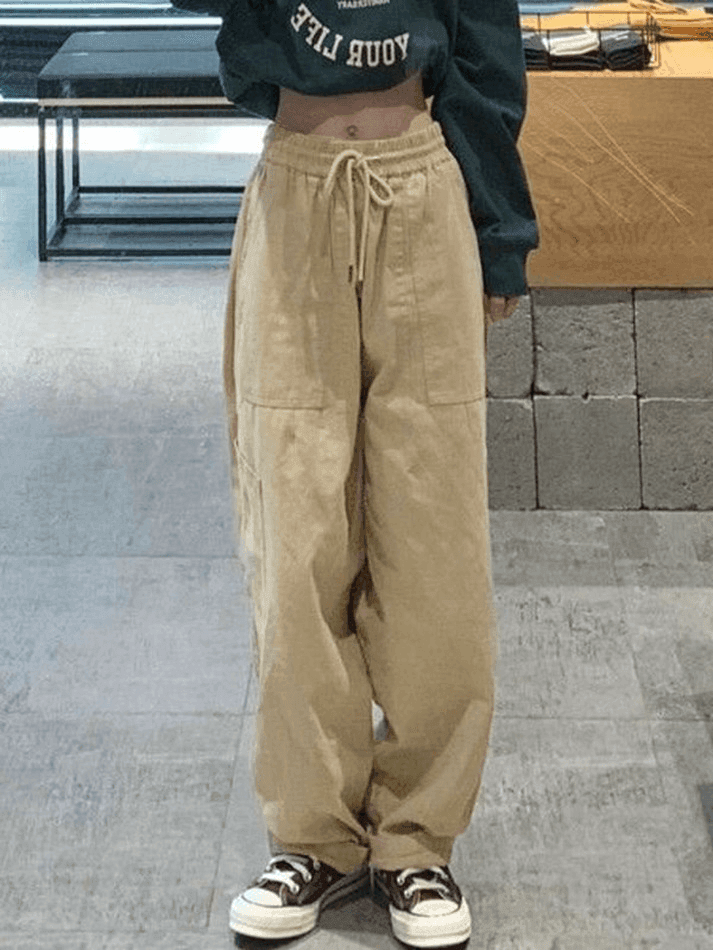 High Waist Pocket Straight Leg Pants - AnotherChill