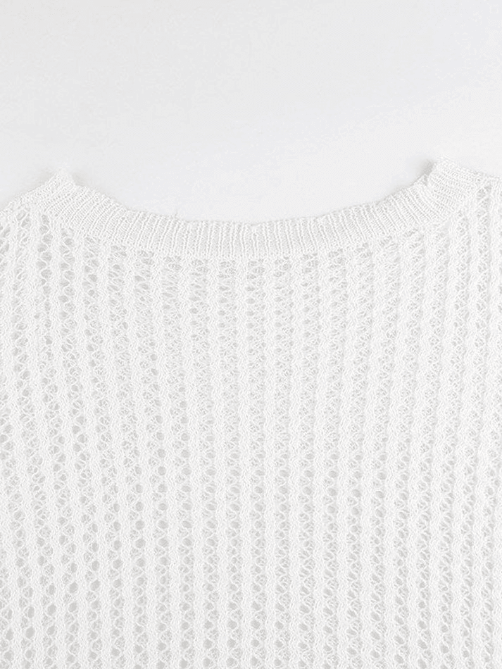 Hollow Out Crochet Long Sleeve Knit Top - AnotherChill