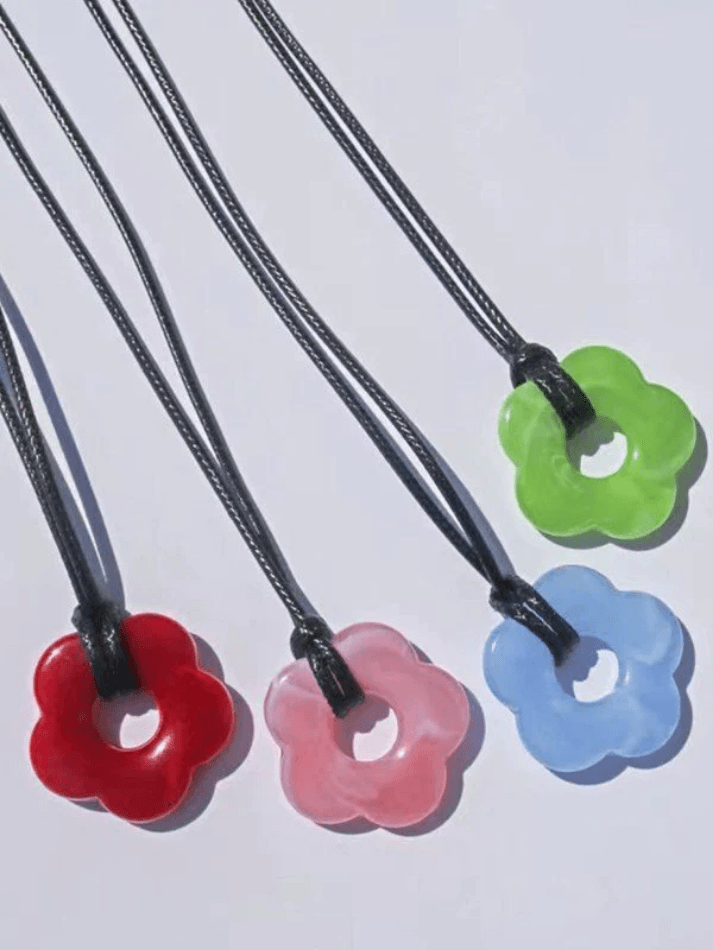 Hollow Out Flower Pendant Rope Necklace - AnotherChill