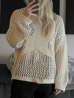 Hollow Out Star Crochet Knit Top - AnotherChill