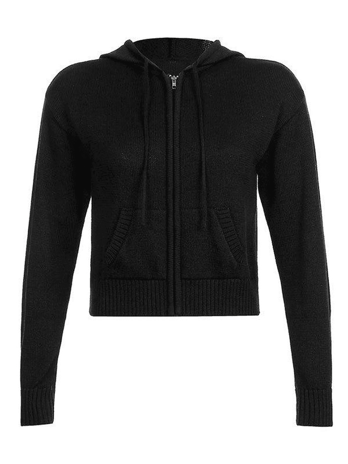 Hooded Crop Knit Cardigan - AnotherChill