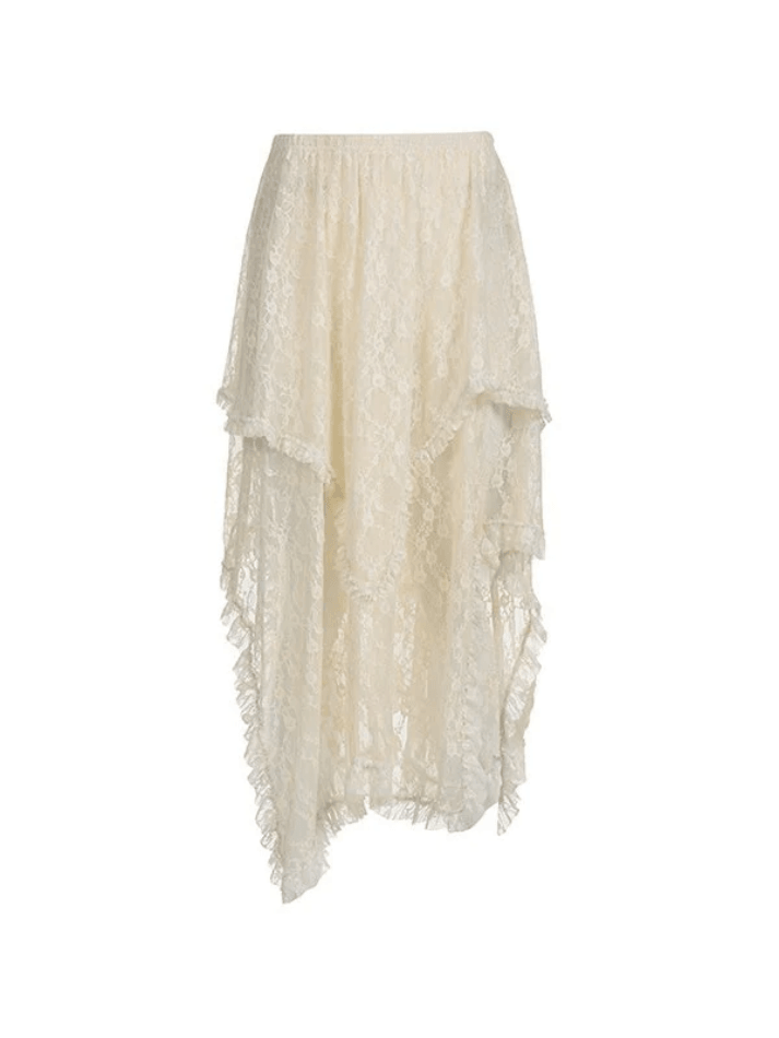 Irregular Lace Ruffle Skirt - AnotherChill