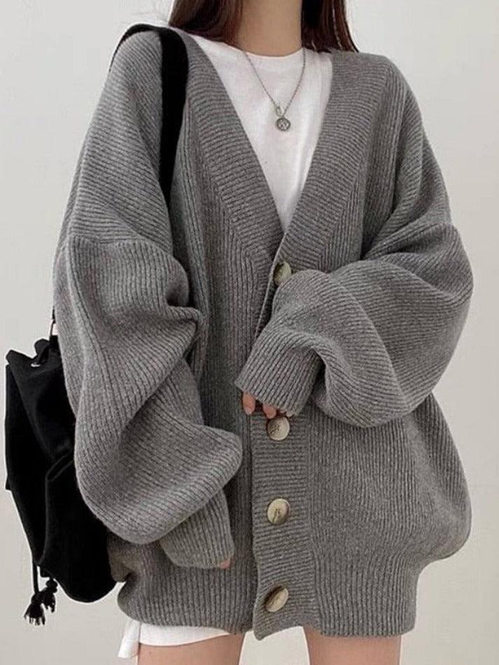 Knitted Button Down Long Cardigan - AnotherChill