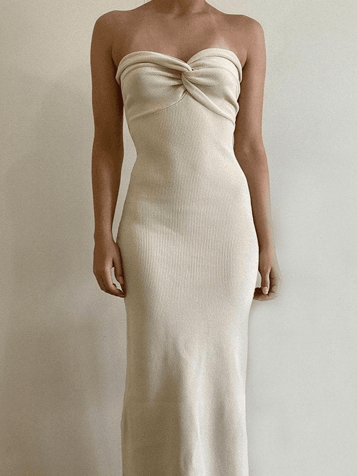 Knitted Twist Strapless Maxi Dress - AnotherChill