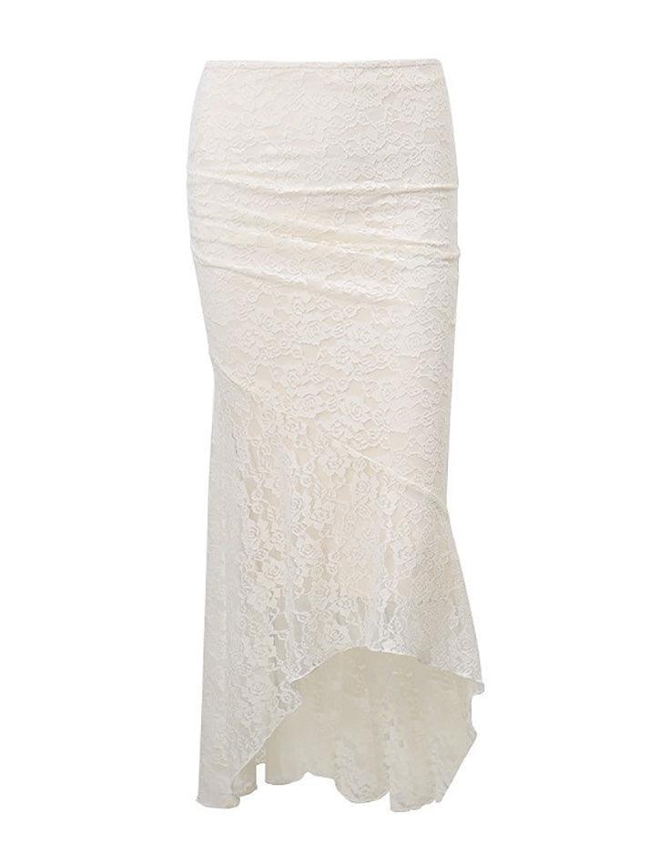 Lace Asymmetrical Hem Mermaid Skirt - AnotherChill