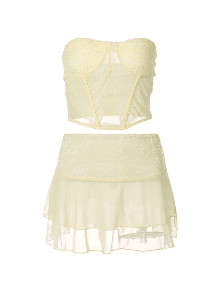 Lace Paneled Two Piece Set - AnotherChill