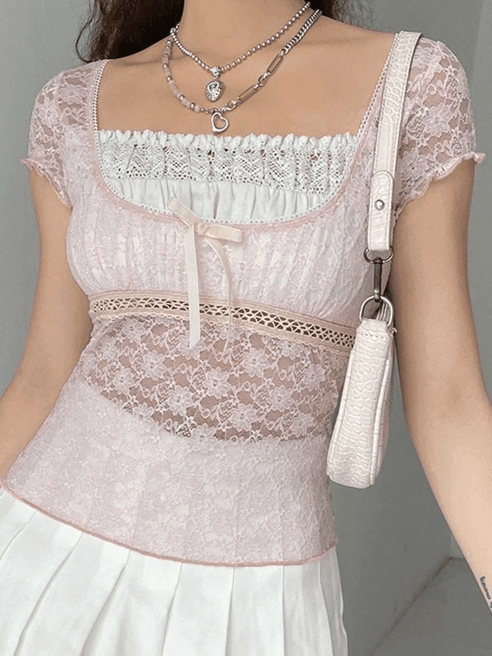 Lace Patchwork Crop Blouse - AnotherChill