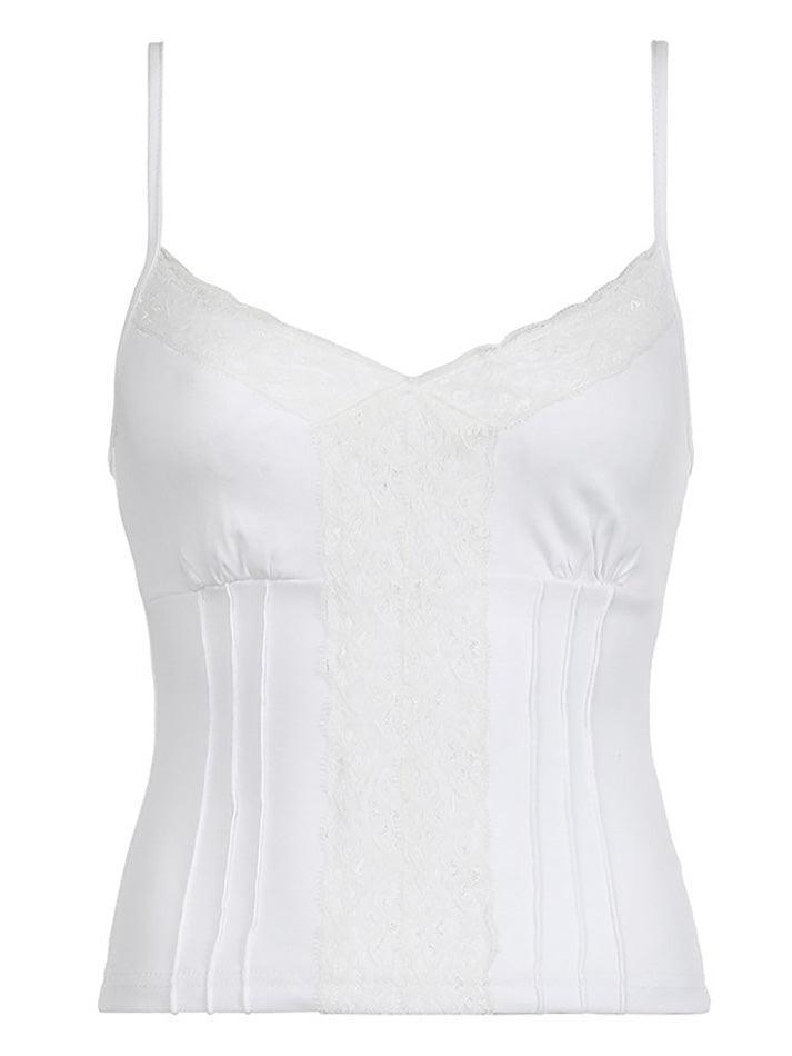 Lace stitching V Neck Cami Top - AnotherChill