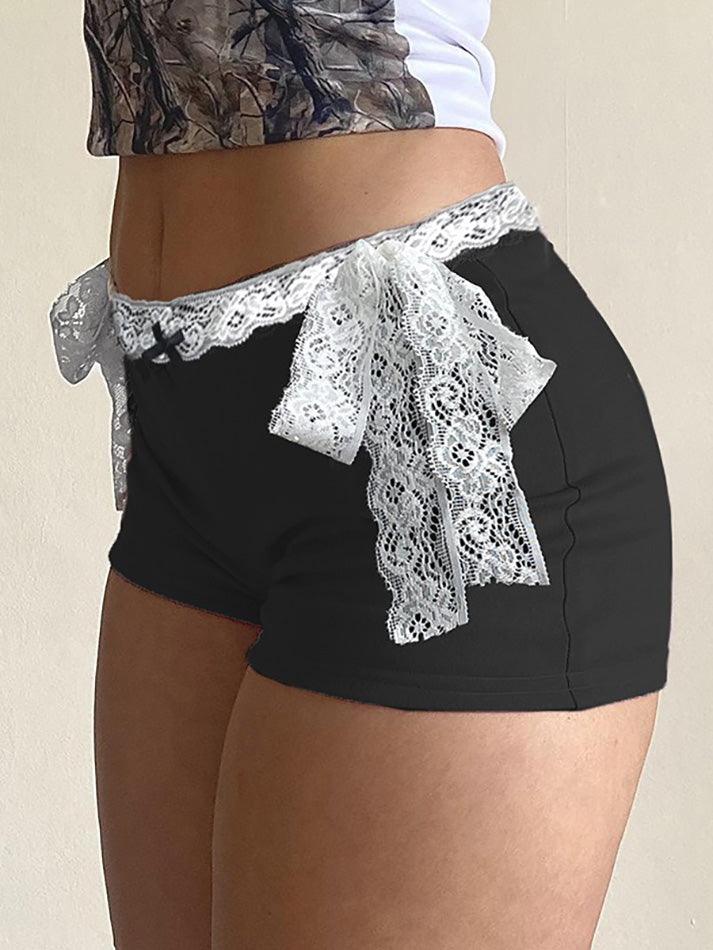 Lace Tie Bow Low-Rise Shorts - AnotherChill