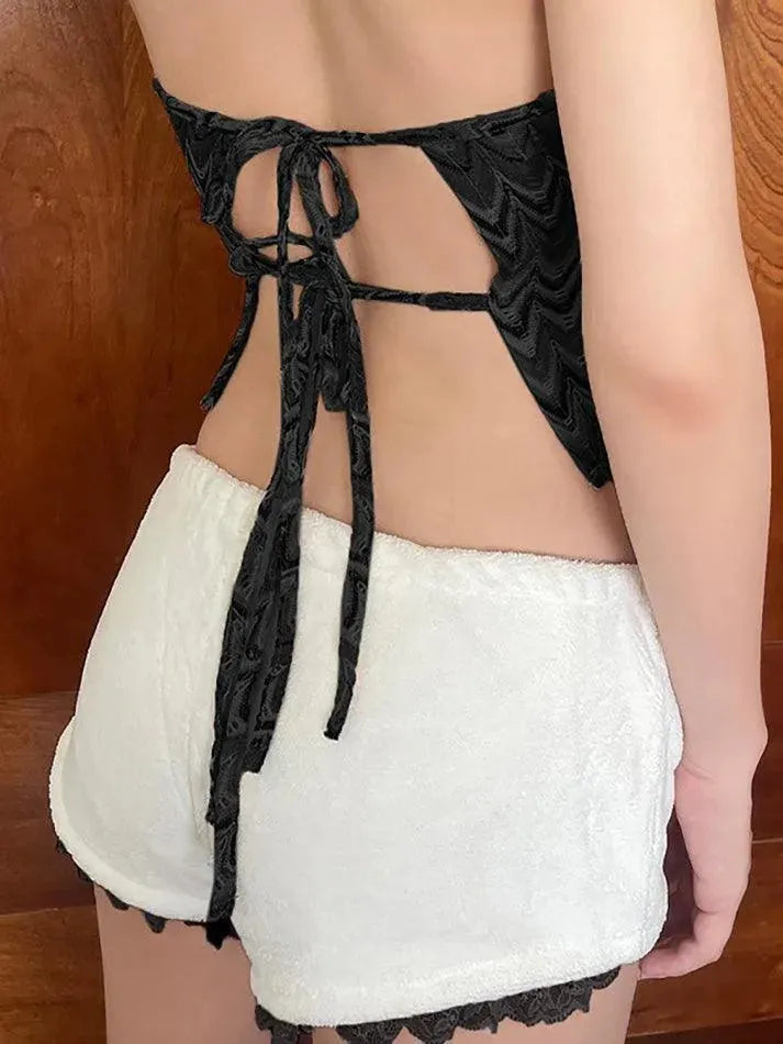 Lace Trim Bow Shorts - AnotherChill