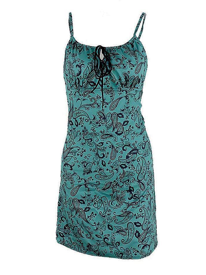 Lace Up Paisley Print Mini Dress - AnotherChill