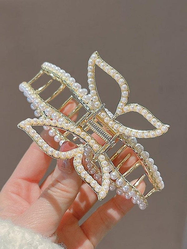Large Faux Pearl Butterfly Hair Claw - AnotherChill