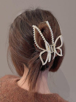 Large Faux Pearl Butterfly Hair Claw - AnotherChill