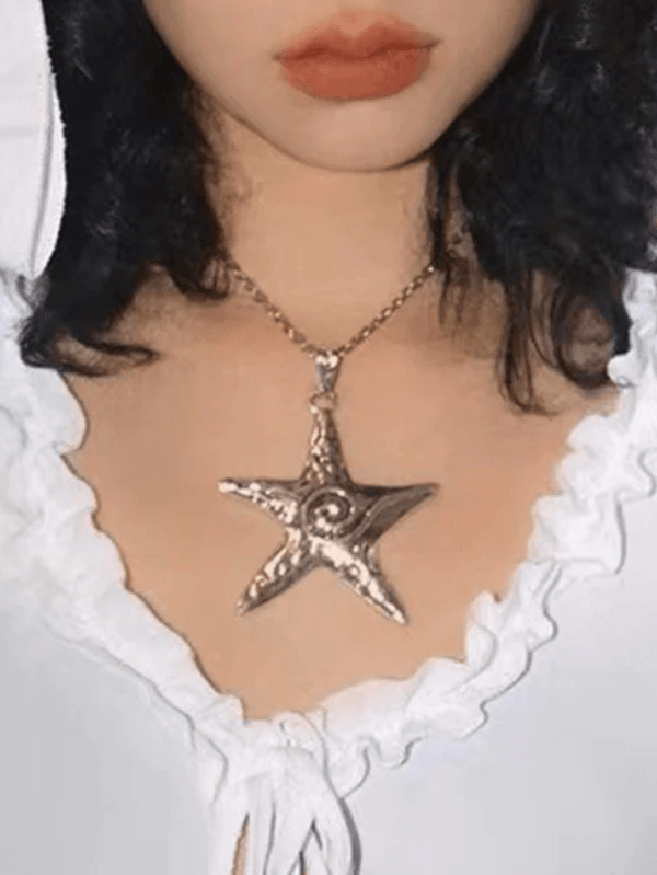Large Futuristic Star Charm Necklace - AnotherChill