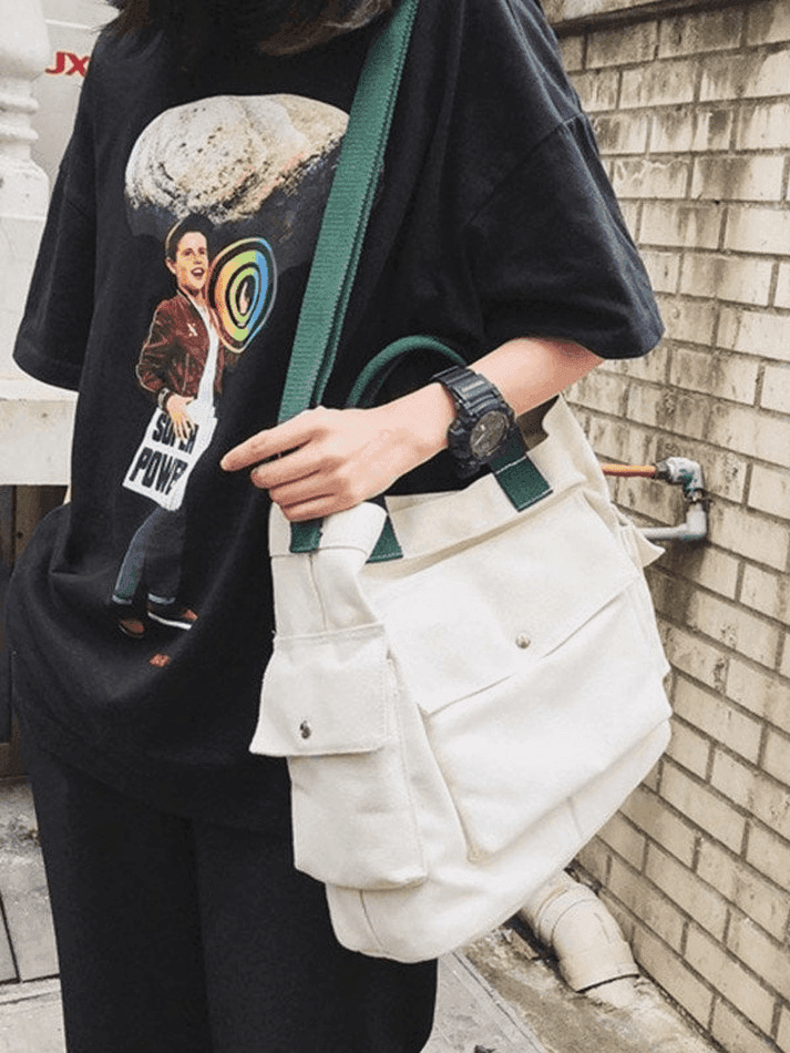 Large Pocket Canvas Crossbody Bag - AnotherChill