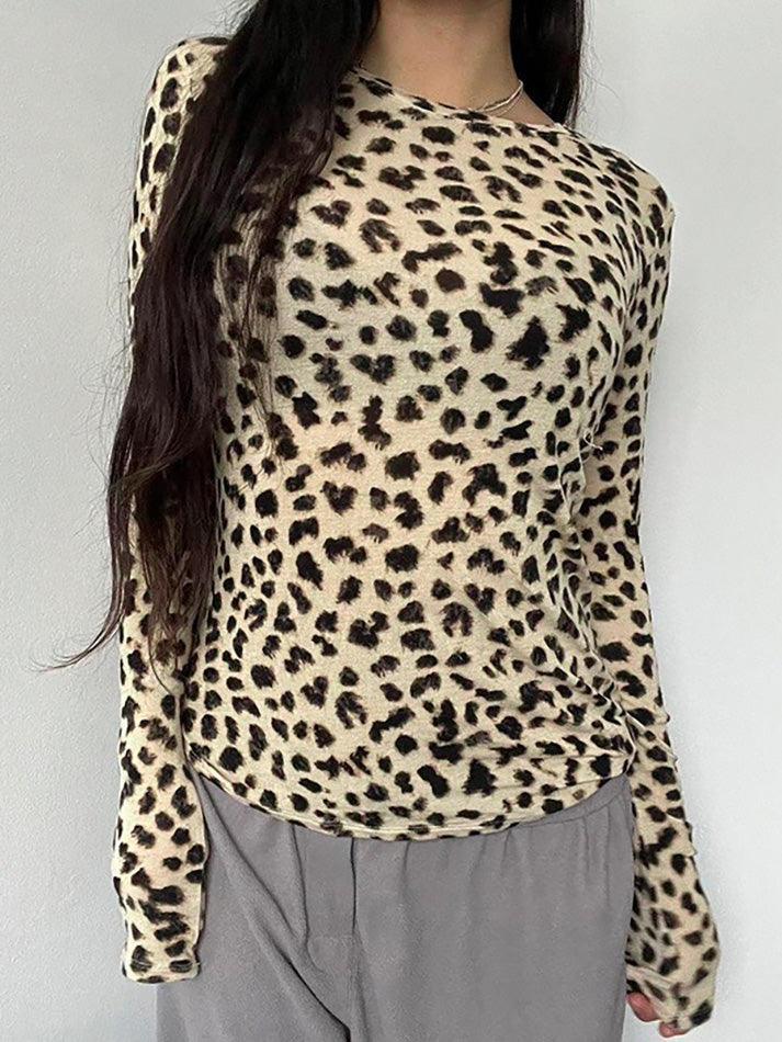 Leopard Print Long Sleeve Tee - AnotherChill