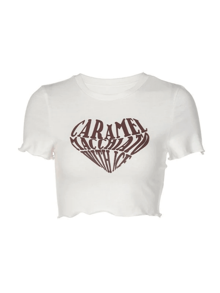 Letter Heart Graphic Crop Top - AnotherChill