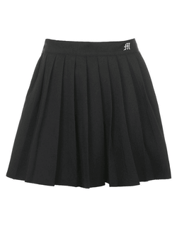Lined Detail Embroidery Pleated Mini Skirt - AnotherChill