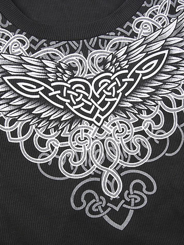 Long Sleeve Heart Pattern Print Tee - AnotherChill