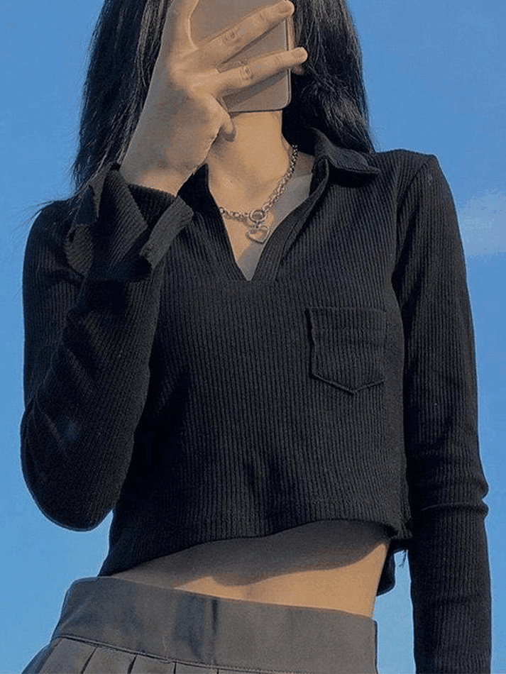 Long Sleeve Rib Knit Crop Top AnotherChill