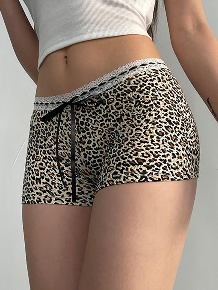 Low Rise Leopard Print Lace Trim Shorts - AnotherChill