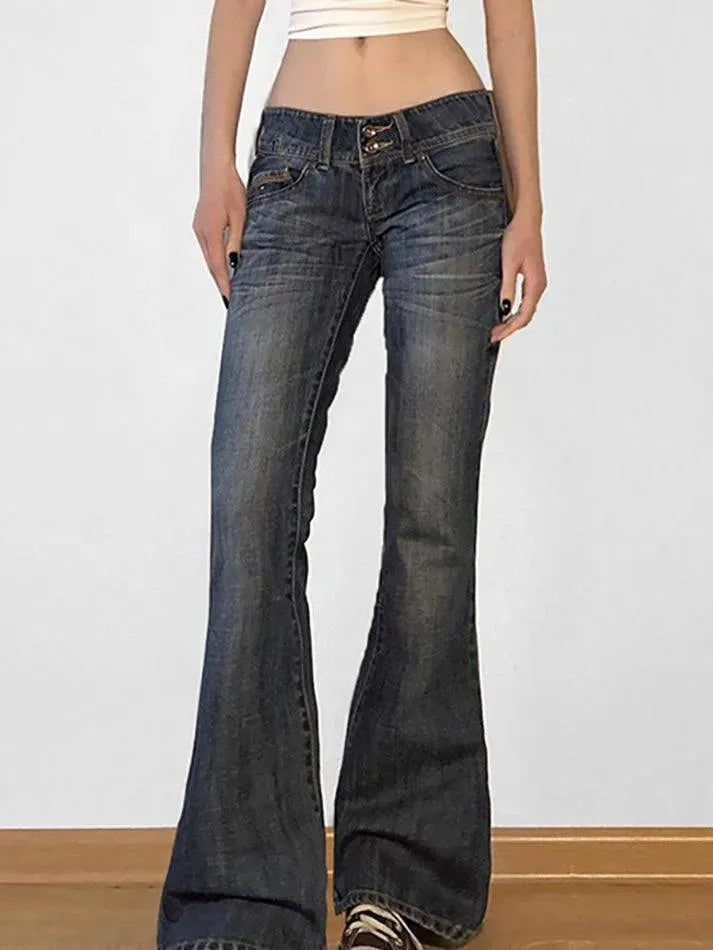 Low Rise Washed Flared Jeans - AnotherChill