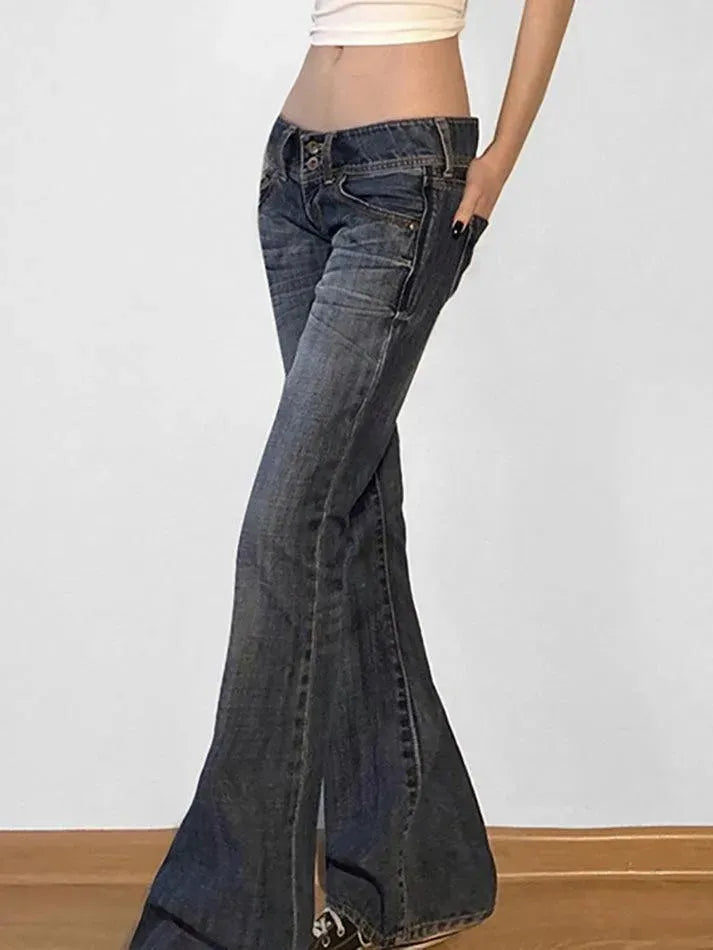 Low Rise Washed Flared Jeans - AnotherChill