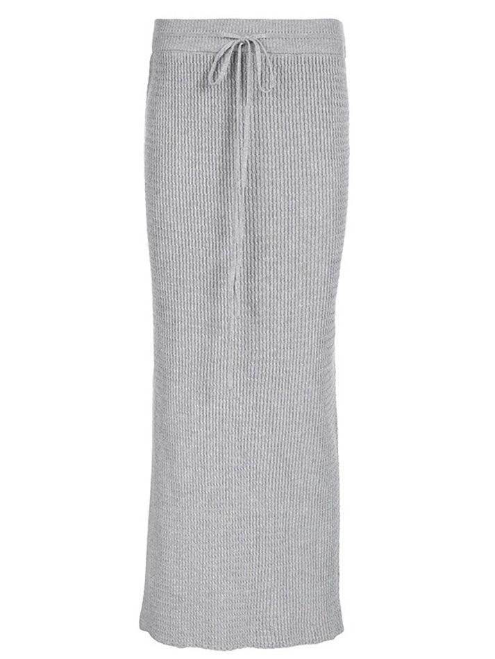 Low Waist Slim Split Hip Wrap Knit Skirt - AnotherChill