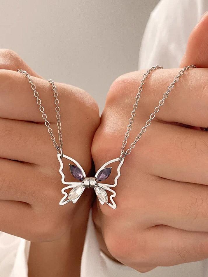 Magnetic Shimmering Butterfly Pendant Necklace - AnotherChill