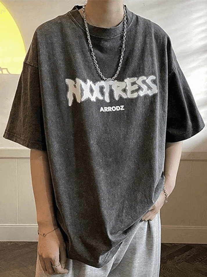 Men's Acid Wash Letter Graphic Tee - AnotherChill