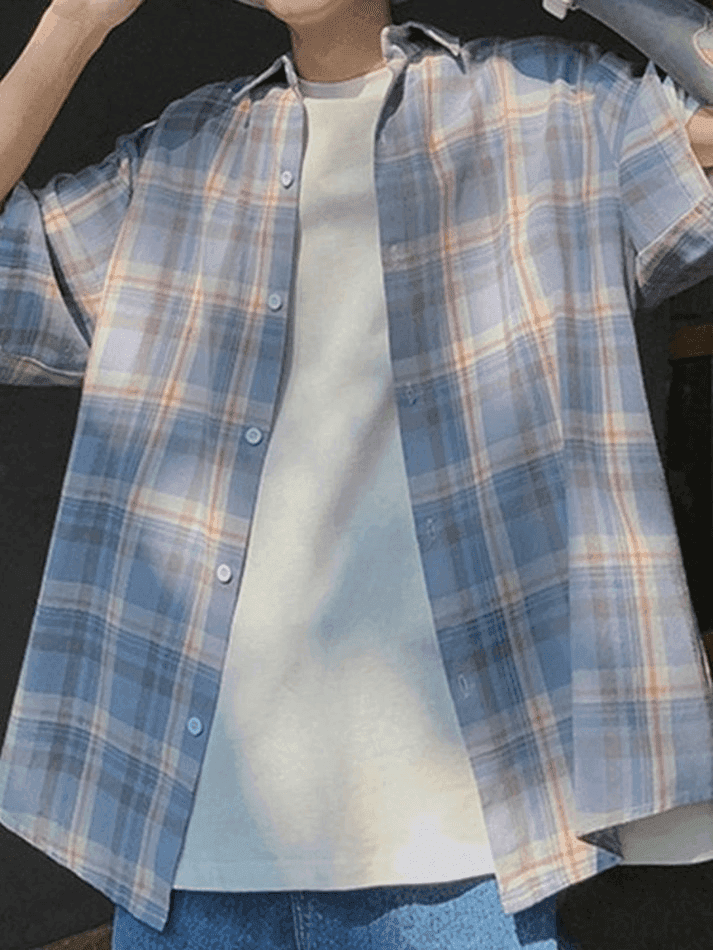 Men's Checkered Print Button Down Shirt - AnotherChill