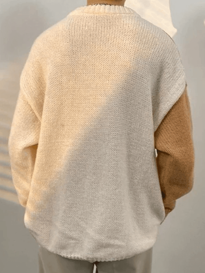 Men's Color Block Cable Knit Sweater - AnotherChill