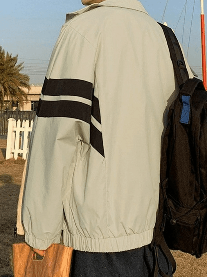 Men's Contrast Striped Zip Up Jacket - AnotherChill