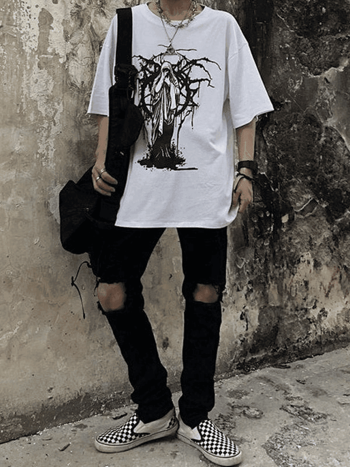 Men's Grunge Printed Short Sleeve Tee - AnotherChill