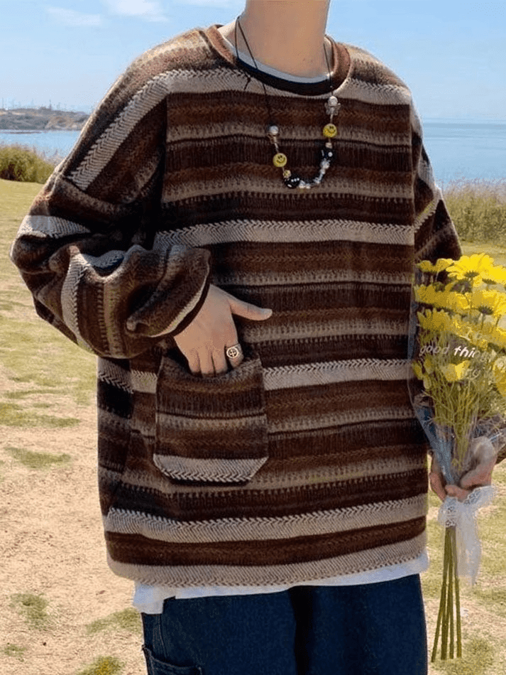 Men's Pocket Striped Knit Sweater - AnotherChill