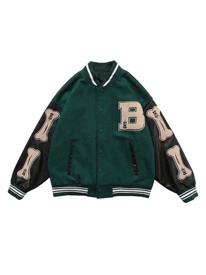 Men's Toweling Embroidered Varsity Jacket - AnotherChill