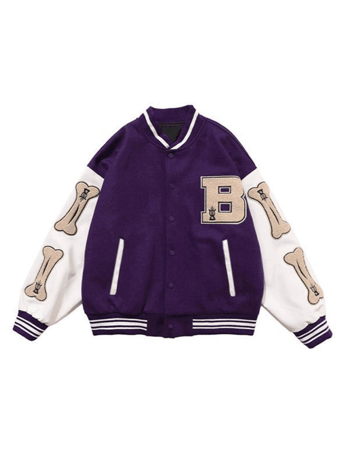 Men's Toweling Embroidered Varsity Jacket - AnotherChill