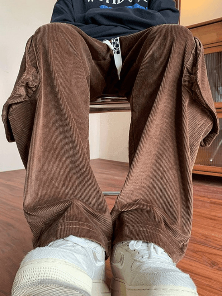 Men's Vintage Straight Leg Corduroy Cargo Pants - AnotherChill