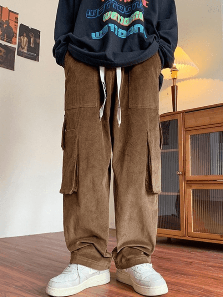 Men's Vintage Straight Leg Corduroy Cargo Pants - AnotherChill