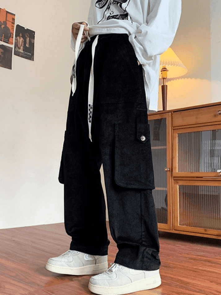 Men's Vintage Straight Leg Corduroy Cargo Pants - AnotherChill