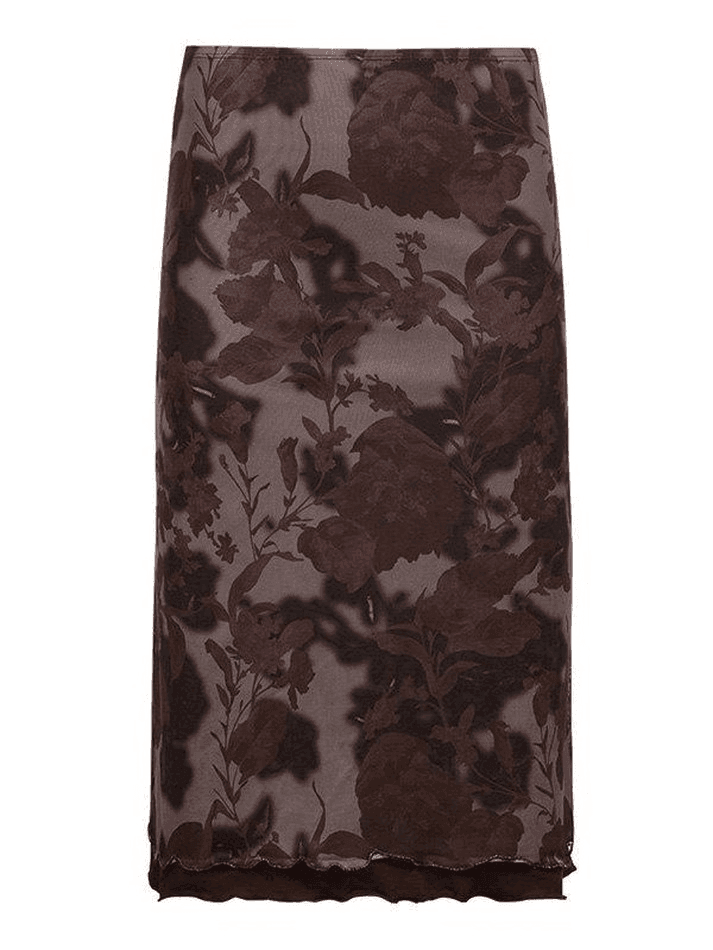 Mesh Floral Midi Skirt - AnotherChill