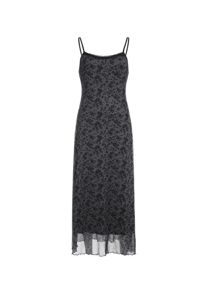 Mesh Paneled Floral Maxi Dress - AnotherChill