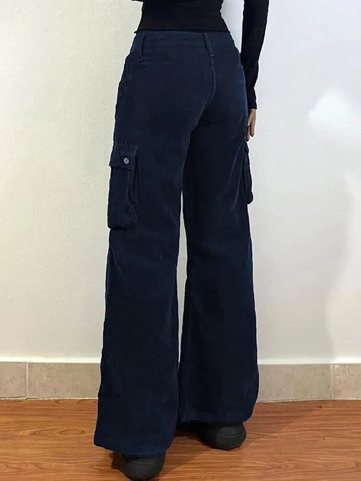 Multi Pocket Loose Corduroy Cargo Pants - AnotherChill